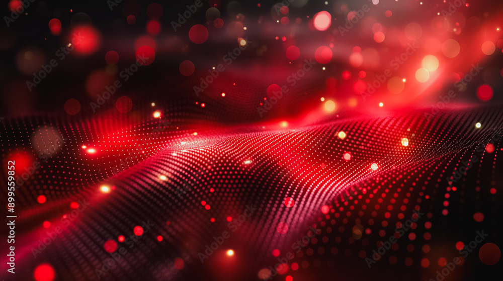 Fototapeta premium A red wave with many dots on it