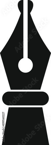 Simple black fountain pen nib icon representing writing, calligraphy, and creativity