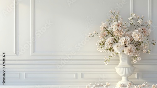White Floral Arrangement in a Classic White Vase