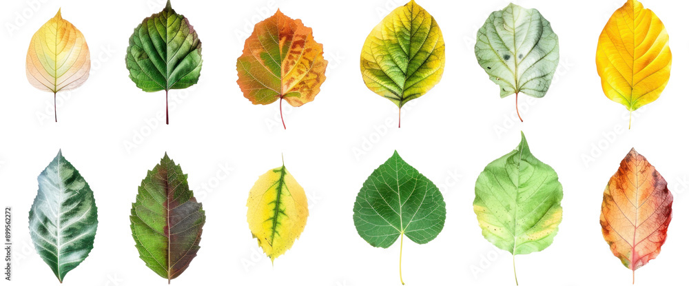 Fototapeta premium set of various types of leaf shapes in various colors