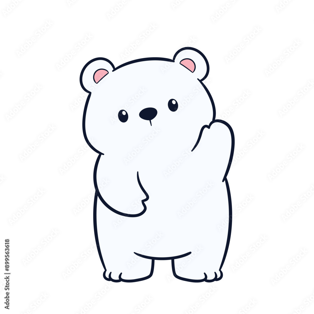 Fototapeta premium Adorable cute polar bear cartoon celebrating perfect for t-shirt printing, stickers, screen printing, totebags