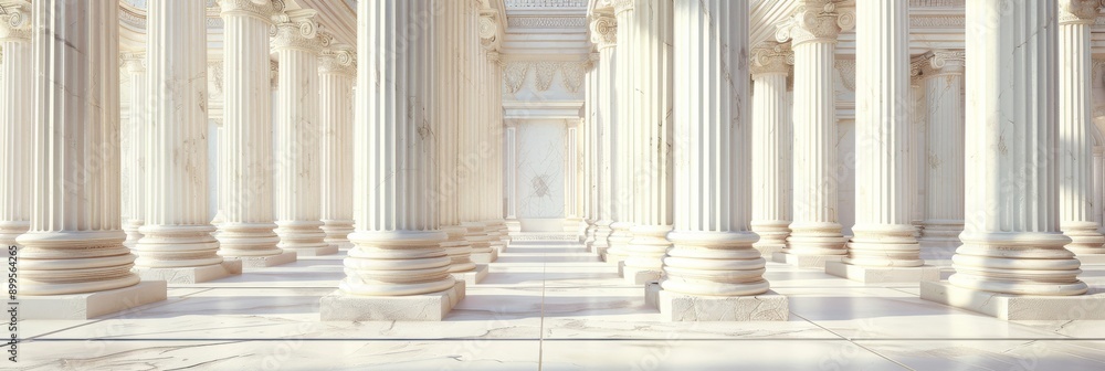 Classical Colonnade: A Perspective of White Marble Pillars Classical Colonnade: A Perspective of White Marble Pillars