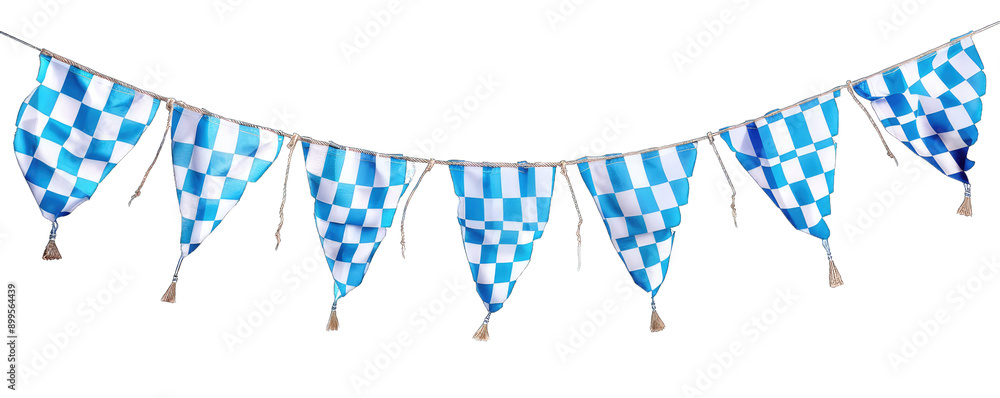 Fototapeta premium Blue and white checkered bunting for Oktoberfest celebration