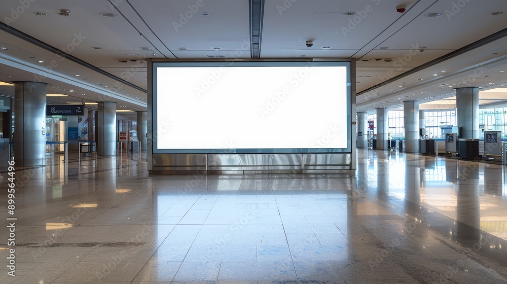 Blank Billboard in a Modern Airport Terminal Blank Billboard in a Modern Airport Terminal