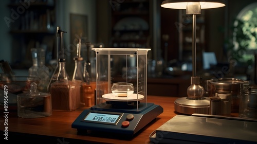 Laboratory scales measuring precise weights