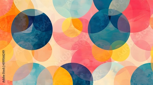 Abstract Colorful Overlapping Circles Background.