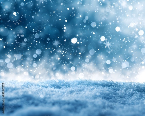 Snow background with bokeh lights and snowdrifts