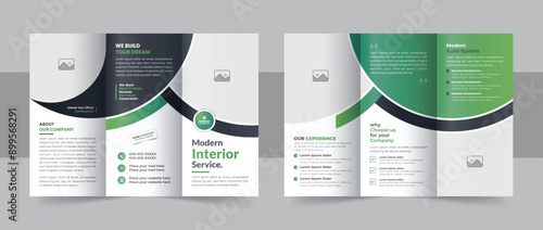 Interior design trifold brochure template or Interior furniture company trifold brochure design Layout