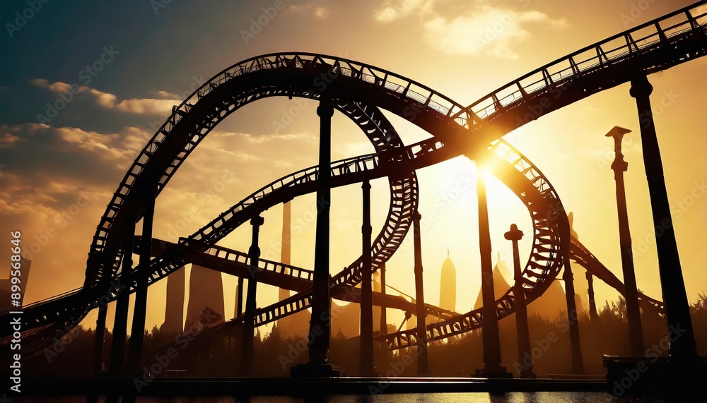 Obraz premium roller coaster tracks at sunset