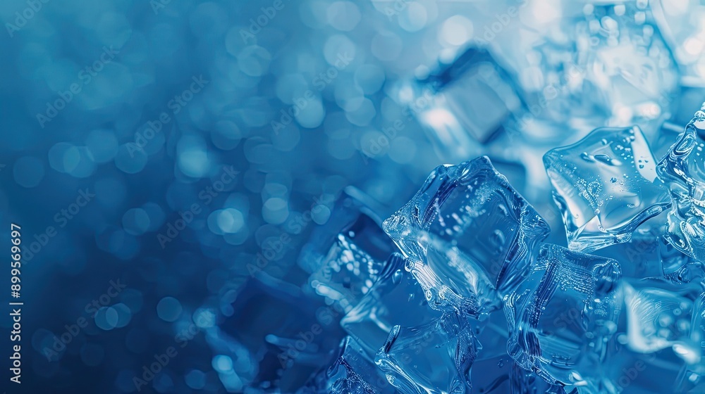 Abstract Composition of Ice Cubes Displaying a Gradient of Light Blue to Deep Blue in a Cool Environment Abstract Composition of Ice Cubes Displaying a Gradient of Light Blue to Deep Blue in a Cool Environment
