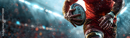 Strong rugby player, rugby sports banner, athlete with no visible face, english football banner