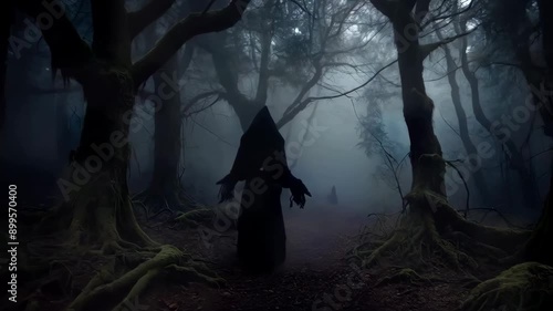 ghost in a haunted forest