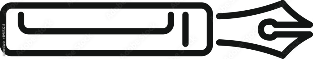 Black outline icon representing an ink pen nib, a tool used for writing, drawing, and calligraphy Black outline icon representing an ink pen nib, a tool used for writing, drawing, and calligraphy