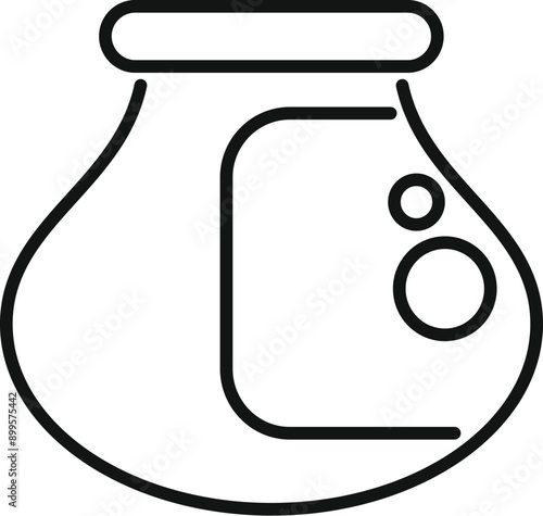 Line art icon of a laboratory flask used for chemical reactions