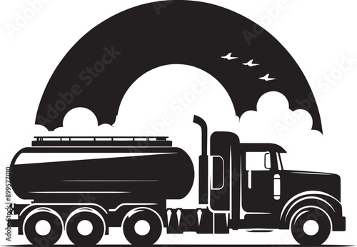 Rusty Tanker truck front silhouette vector illustration isolated on a white background