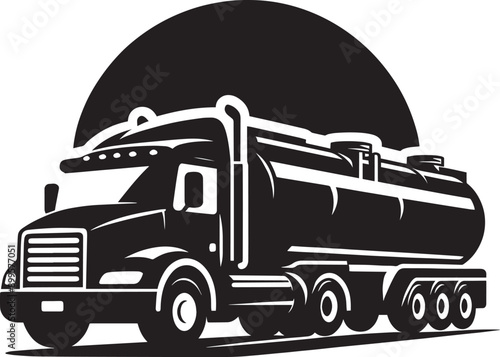 Rusty Tanker truck front silhouette vector illustration isolated on a white background