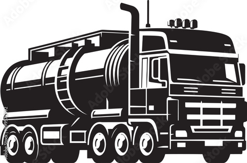 Rusty Tanker truck front silhouette vector illustration isolated on a white background
