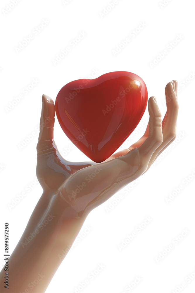 Obraz premium 3D hand holding heart icon alone on transparent background