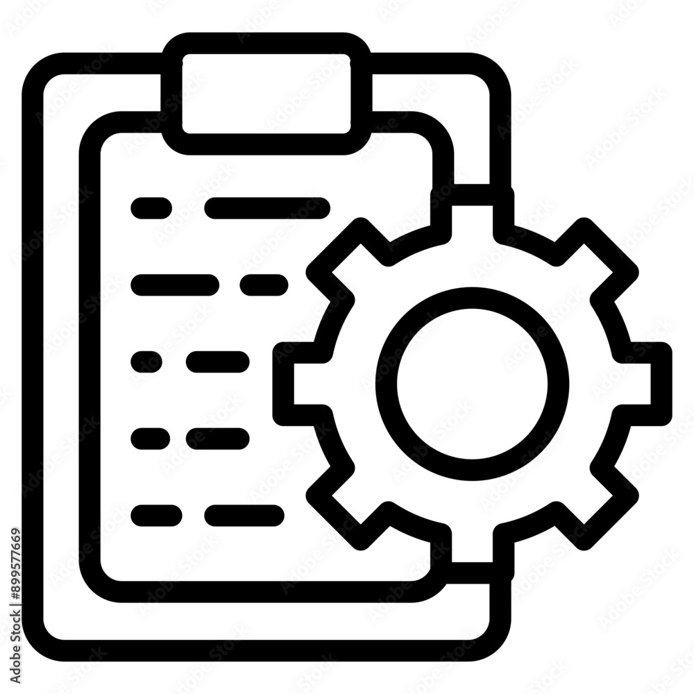 Clipboard with gear isolated icon. Technical support check list icon. Management icon concept. Software development. Clipboard with gear isolated icon. Technical support check list icon. Management icon concept. Software development.