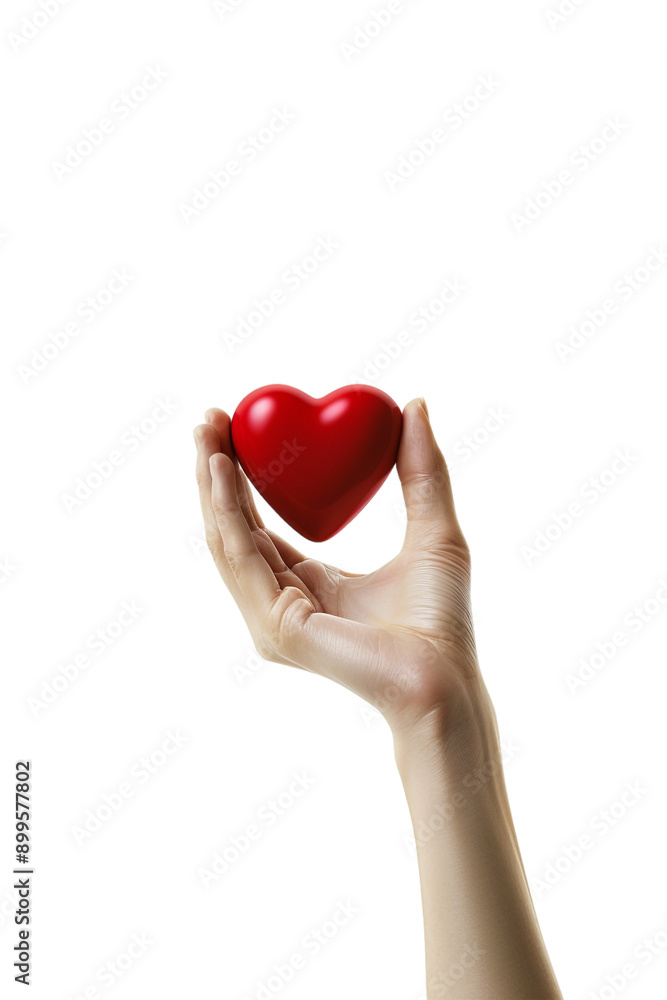 Fototapeta premium 3D hand holding heart icon alone on transparent background