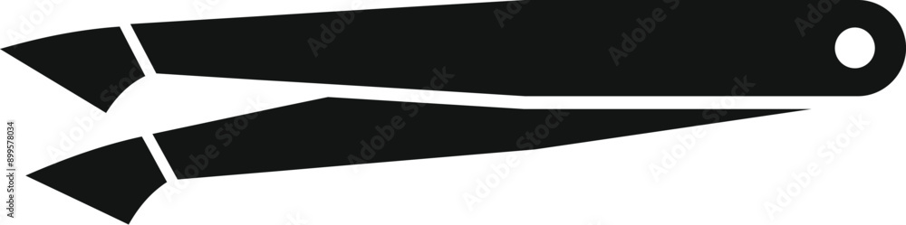 Black metal tweezers for eyebrow correction lying open, beauty and fashion concept Black metal tweezers for eyebrow correction lying open, beauty and fashion concept