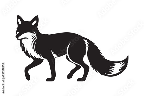 fox silhouette style vector illustration art isolated on transparent background - Generative AI