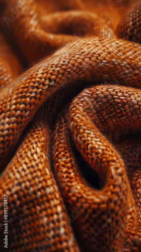 Woven Wool Fabric Close-Up Showcasing Rich Texture and Warm Colors