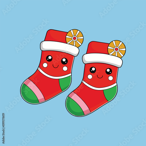 Charming Christmas Socks Illustration for Festive Designs