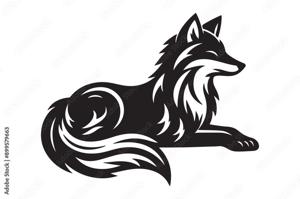 fox silhouette style vector illustration art isolated on transparent background - Generative AI fox silhouette style vector illustration art isolated on transparent background - Generative AI
