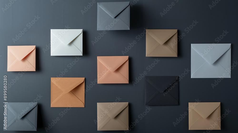 Floating Envelopes and Cards on Dark Gray Background: Minimalist and modern business still life with floating envelopes and cards on a dark gray background, showcasing a creative layout. Floating Envelopes and Cards on Dark Gray Background: Minimalist and modern business still life with floating envelopes and cards on a dark gray background, showcasing a creative layout.