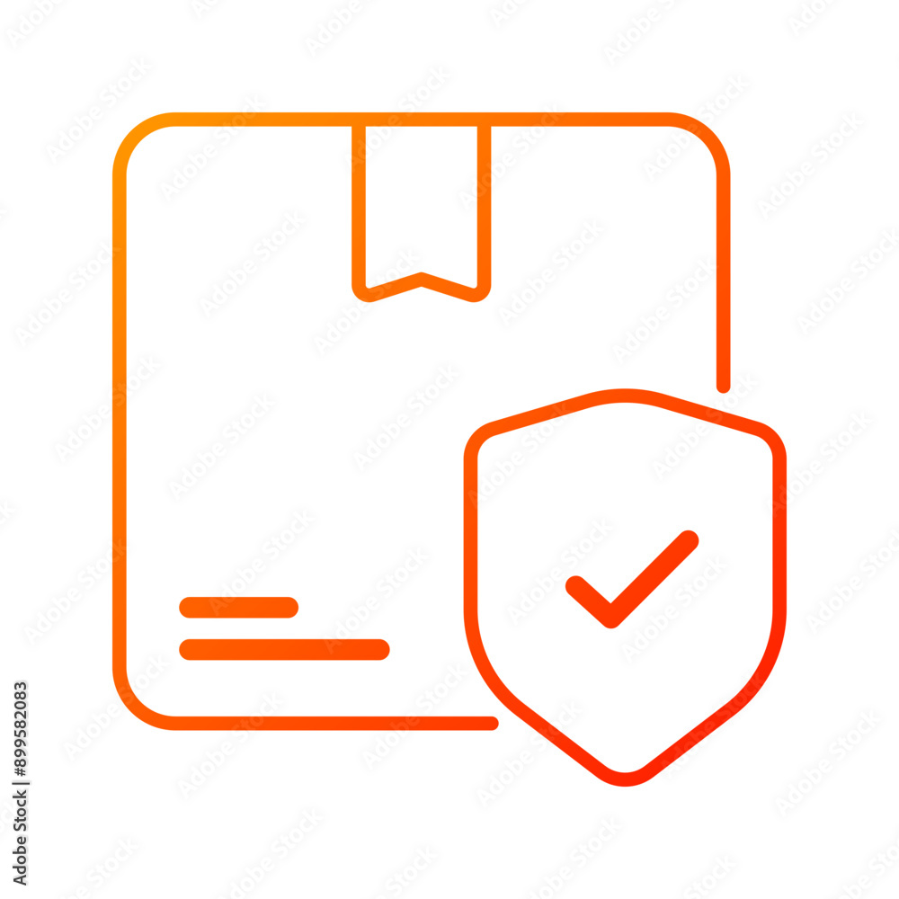Parcel protection icon. Protected, Parcel, Delivery, Logistics, Shield, Check, Cargo, Package, Shipping. Vector icon illustration Parcel protection icon. Protected, Parcel, Delivery, Logistics, Shield, Check, Cargo, Package, Shipping. Vector icon illustration