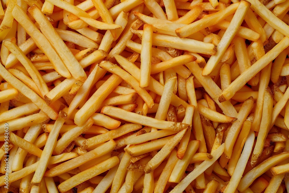 Close-up of french fries, focusing on the texture and color Close-up of french fries, focusing on the texture and color