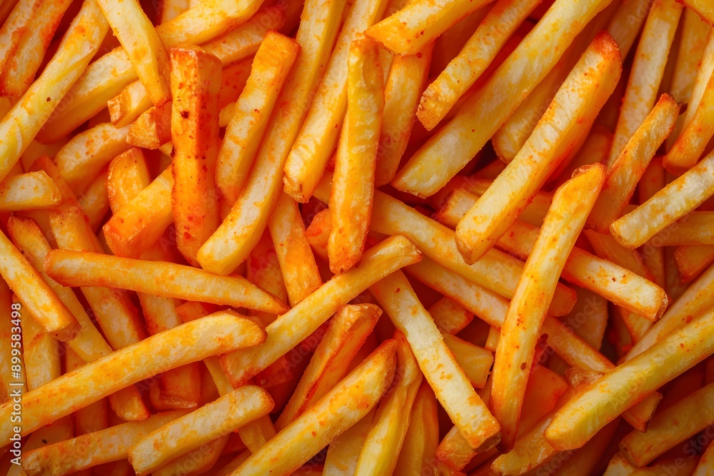 Close-up of french fries, focusing on the texture and color Close-up of french fries, focusing on the texture and color