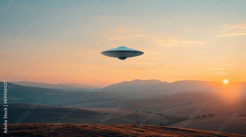 Minimalist silhouette of a UFO against a vibrant sunset, emphasizing its sleek, mysterious form in the sky. Minimalist silhouette of a UFO against a vibrant sunset, emphasizing its sleek, mysterious form in the sky.