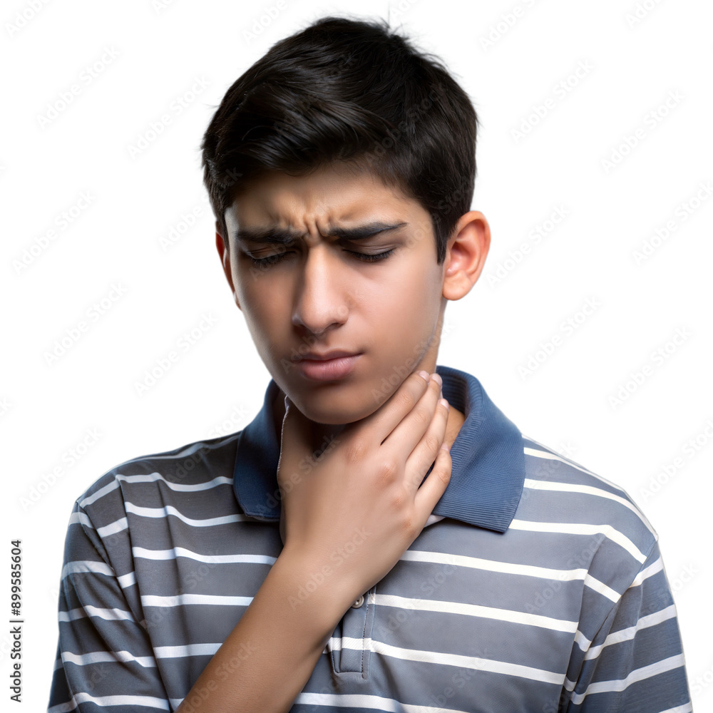 Young Boy Experiencing Sore Throat While Struggling With Discomfort Young Boy Experiencing Sore Throat While Struggling With Discomfort