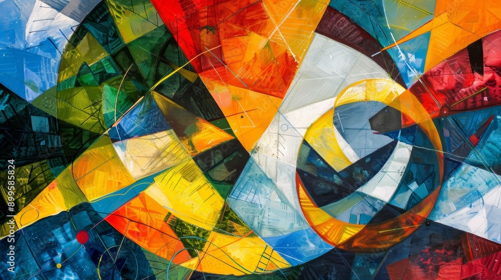 Fototapeta premium Abstract painting of renewable energy, vibrant colors, artistic representation of sustainability
