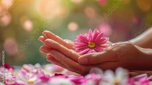 Hands receiving a massage on a plain background, focusing on the details of relaxation and care, minimalist body care