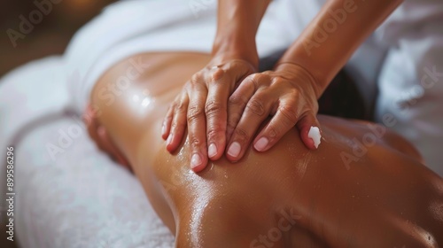 Wallpaper Mural Hands receiving a massage on a plain background, focusing on the details of relaxation and care, minimalist body care Torontodigital.ca