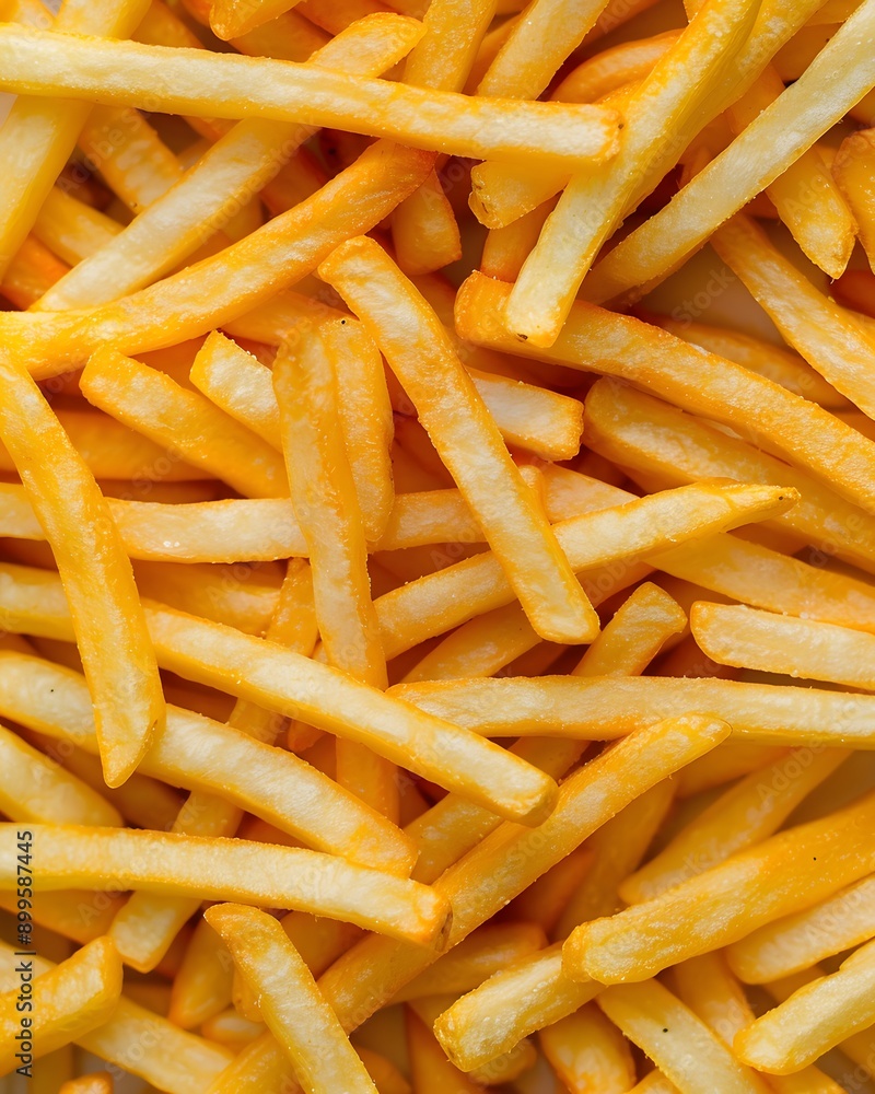 Close-up of french fries, focusing on the texture and color Close-up of french fries, focusing on the texture and color