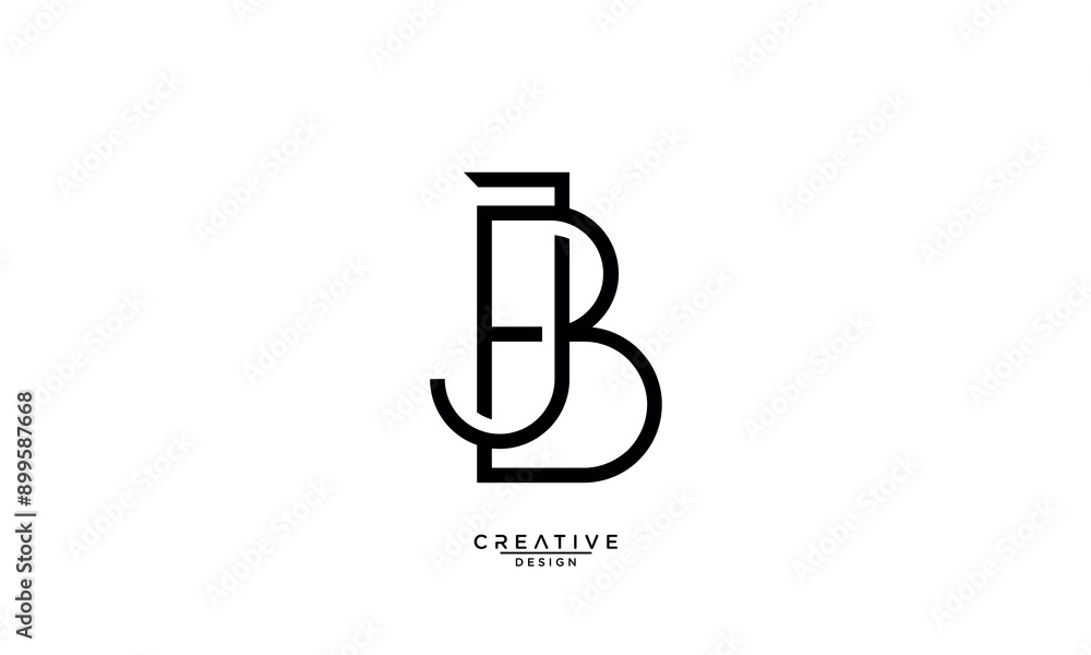 BJ, JB, B, J, Abstract Letters Logo Monogram BJ, JB, B, J, Abstract Letters Logo Monogram