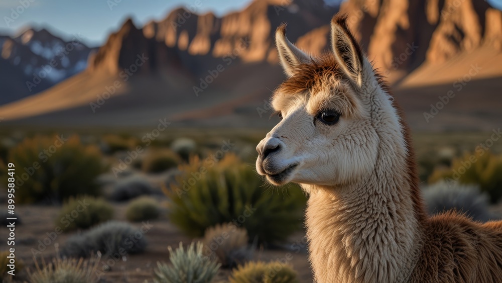 Fototapeta premium Llama in a Mountain Landscape