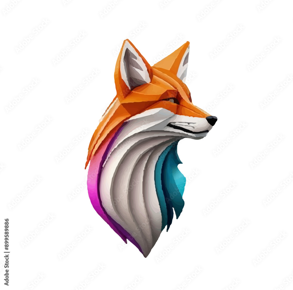 Obraz premium Fox Logo, 3d Fox logo, Fox hed
