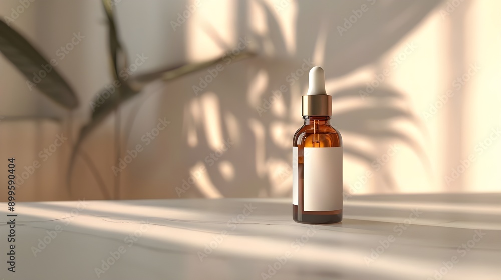 An amber glass dropper bottle in a serene setting with soft lighting and shadows, conveying a sense of calm and natural beauty. An amber glass dropper bottle in a serene setting with soft lighting and shadows, conveying a sense of calm and natural beauty.