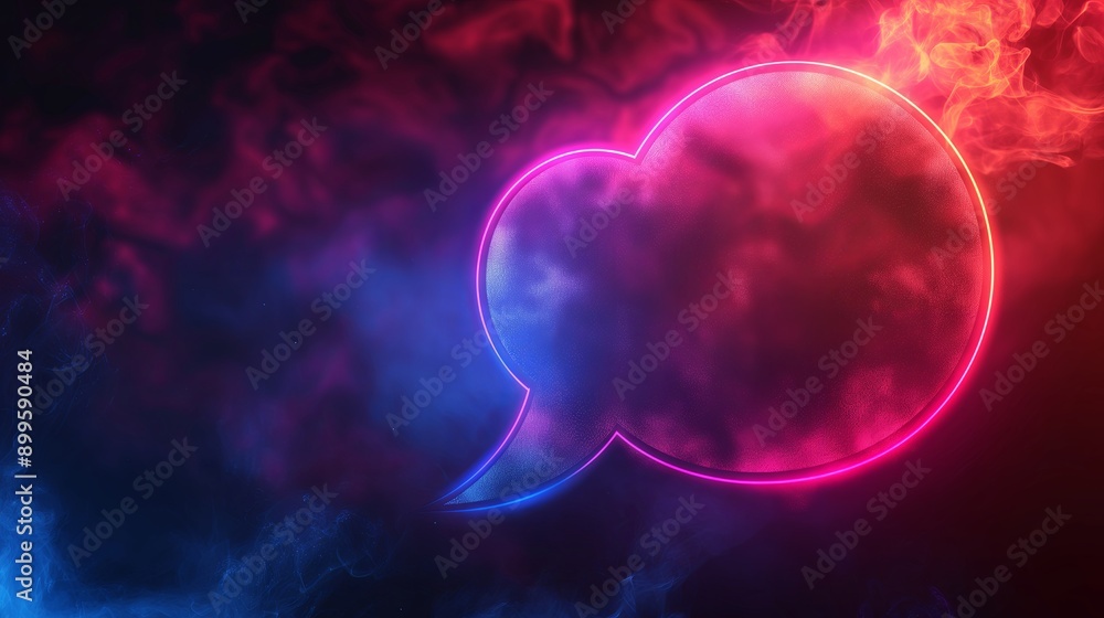 A vibrant neon speech bubble in a minimalist style, suspended in mid-air A vibrant neon speech bubble in a minimalist style, suspended in mid-air