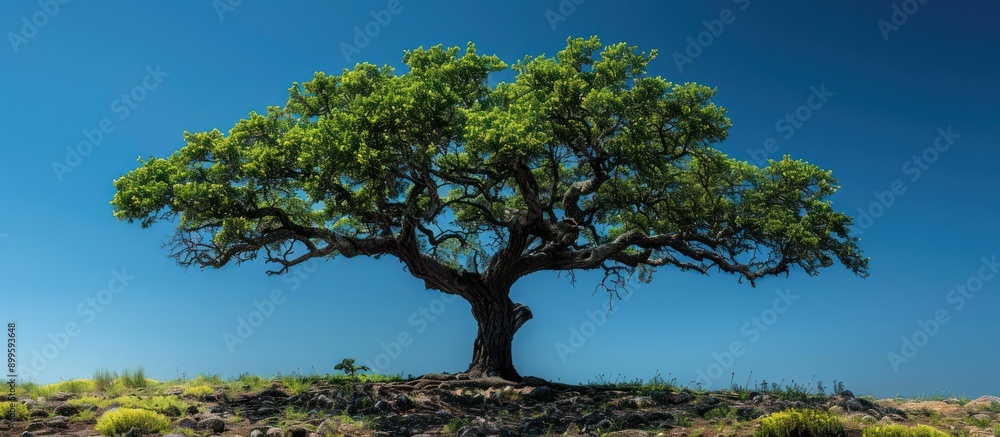 A Lone Tree Standing Tall Against a Clear Blue Sky A Lone Tree Standing Tall Against a Clear Blue Sky