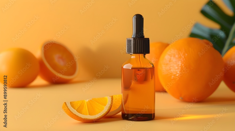 Vibrant citrus-based skincare products, including a serum, showcased on an orange background to highlight their vitamin-rich formulations. Vibrant citrus-based skincare products, including a serum, showcased on an orange background to highlight their vitamin-rich formulations.