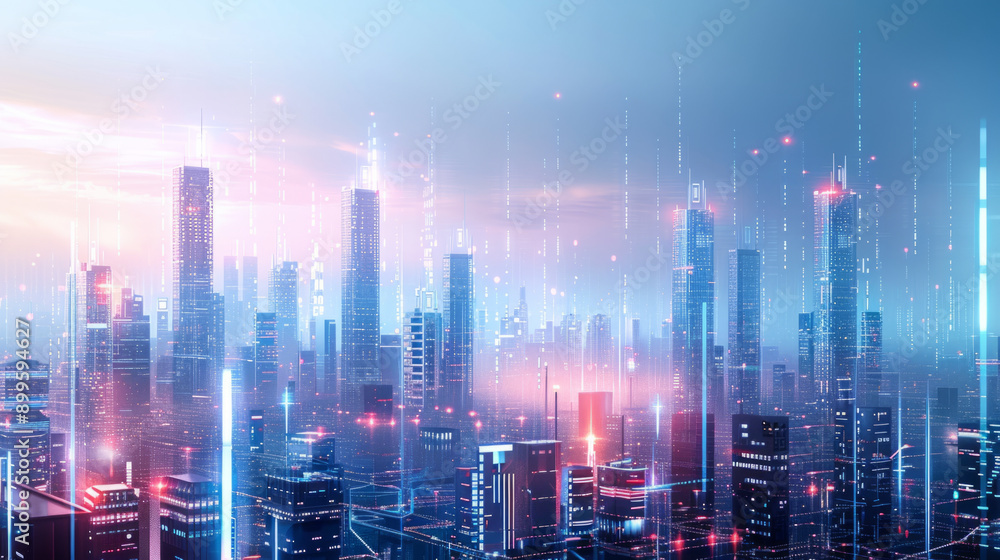 futuristic investment, Vibrant cityscape with glowing 5G towers showcasing connectivity advancements in action. futuristic investment, Vibrant cityscape with glowing 5G towers showcasing connectivity advancements in action.