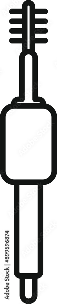 Simple line art icon of a mascara brush, a beauty essential for enhancing eyelashes Simple line art icon of a mascara brush, a beauty essential for enhancing eyelashes