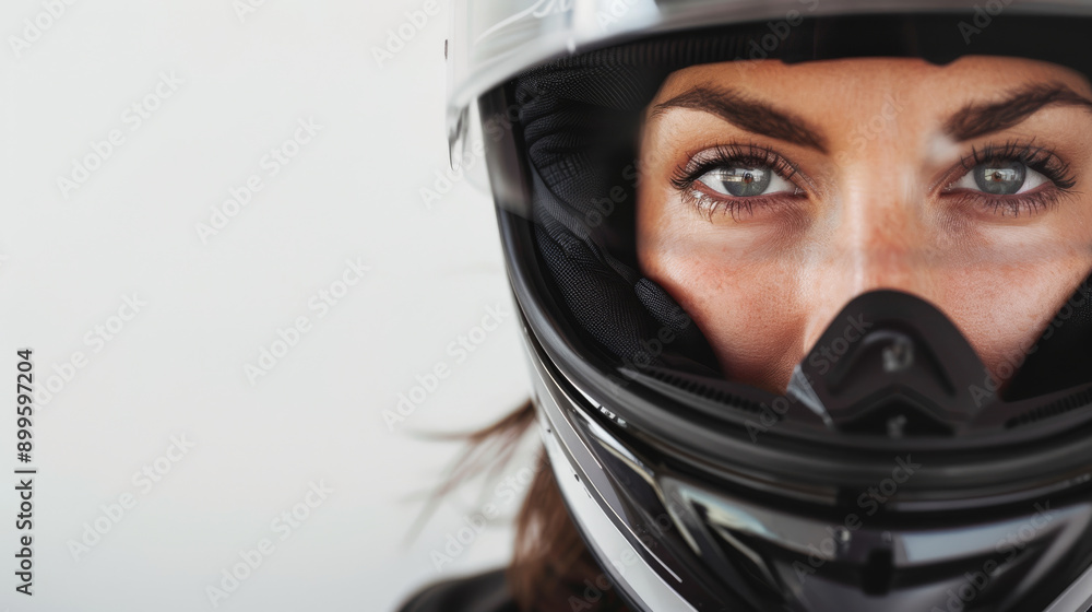 A close-up shot of a motorcyclist's eyes through their helmet visor, highlighting intensity and focus, with the helmet providing a sleek modern look. A close-up shot of a motorcyclist's eyes through their helmet visor, highlighting intensity and focus, with the helmet providing a sleek modern look.