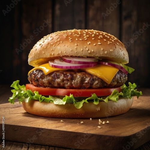 Big Large Cheeeseburger Hamburger Tasty Beef Burger photo